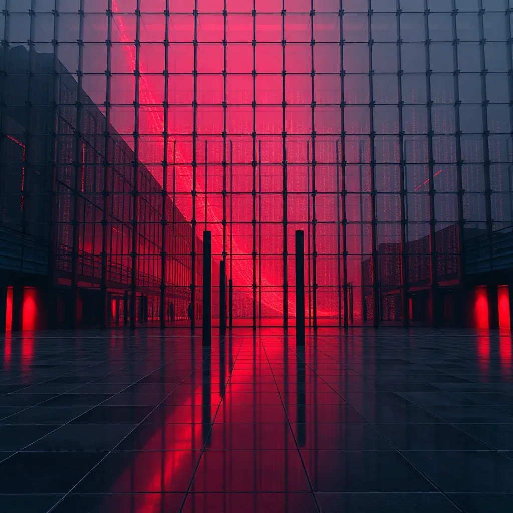 A minimalist architectural view of a futuristic glass buildi
