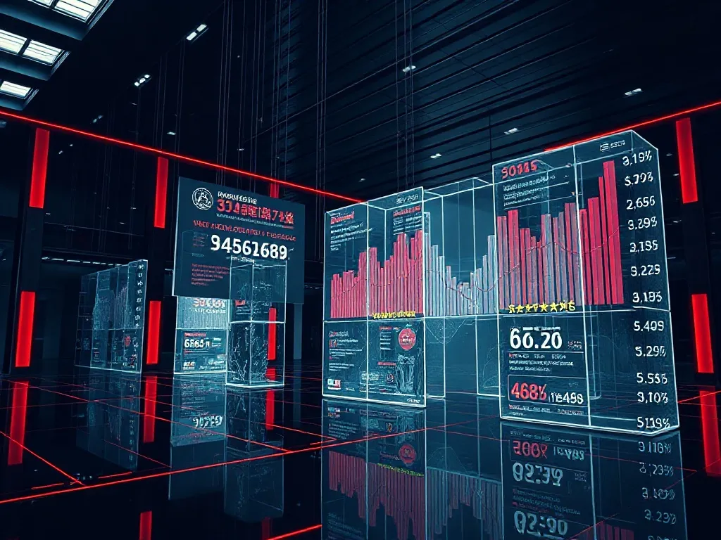 A high-tech digital architectural visualization of data flow